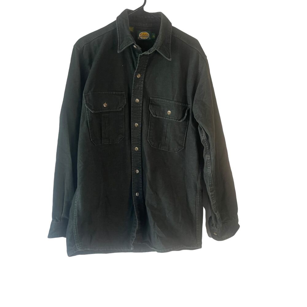 Cabela's Men's Size Large Tall Green Flannel Heavy Outdoor Button Up